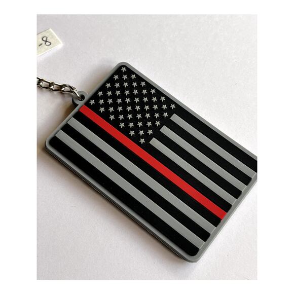 Thin Red Line American Flag Keychain Fire Department - Picture 3 of 7